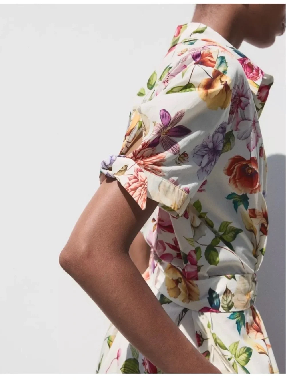 ZARA BELTED FLORAL PRINTED POPLIN MIDI SHIRT DRESS NEW W/TAGS - Picture 8 of 11